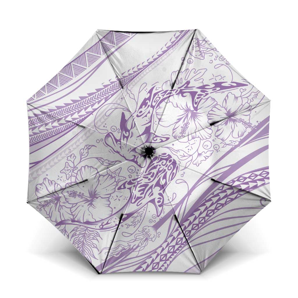 Sharks Couple Dreamy Polynesians Floral Sea Umbrella Lilac - Polynesian Pride