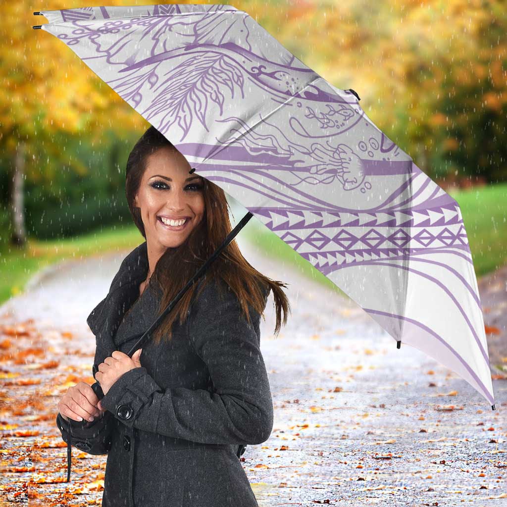 Sharks Couple Dreamy Polynesians Floral Sea Umbrella Lilac - Polynesian Pride