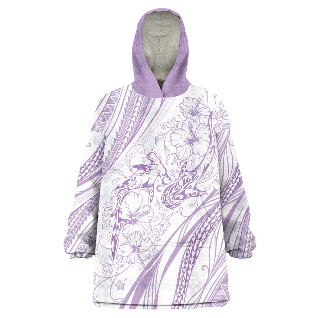 Sharks Couple Dreamy Polynesians Floral Sea Wearable Blanket Hoodie Lilac - Polynesian Pride