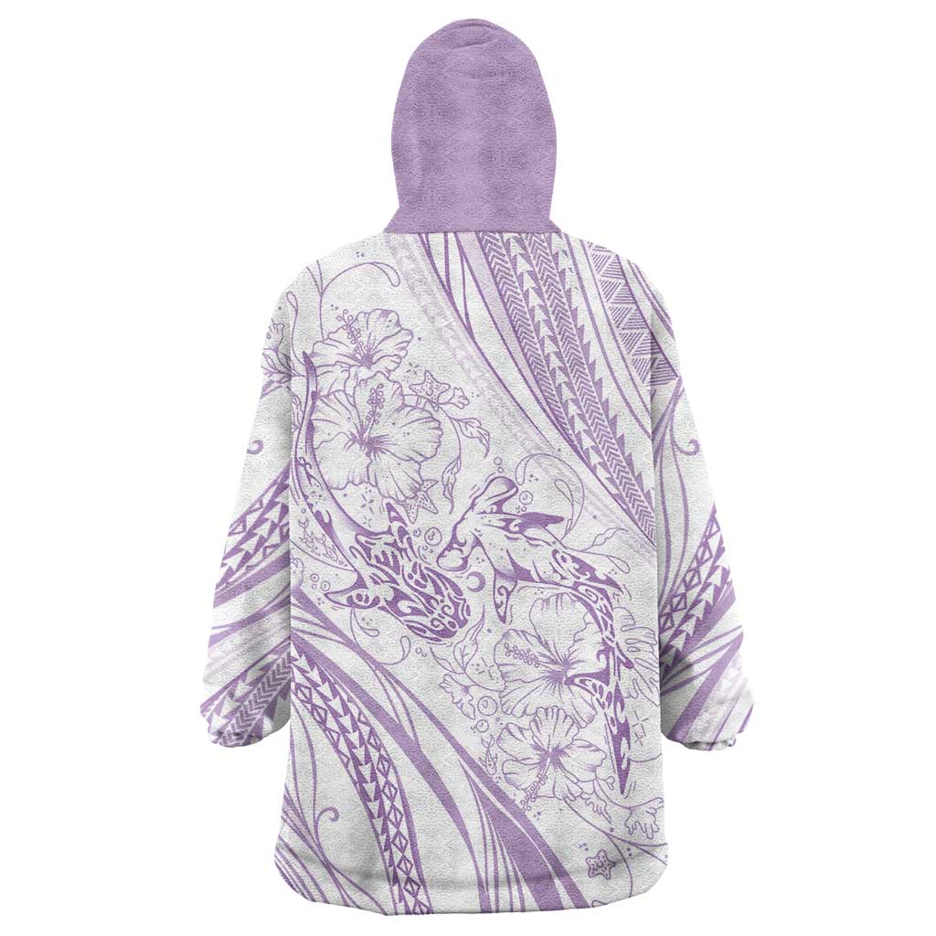 Sharks Couple Dreamy Polynesians Floral Sea Wearable Blanket Hoodie Lilac - Polynesian Pride