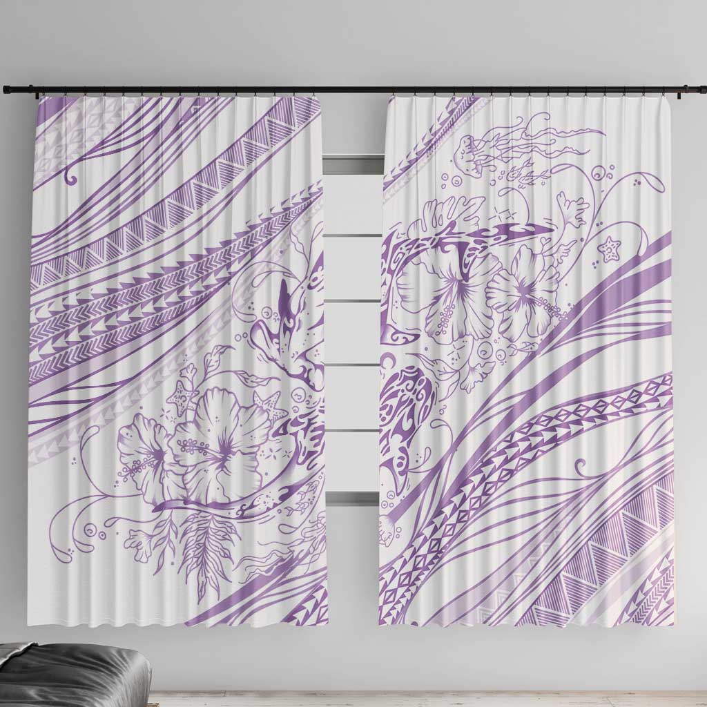 Sharks Couple Dreamy Polynesians Floral Sea Window Curtain Lilac - Polynesian Pride