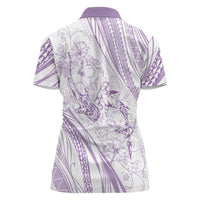 Sharks Couple Dreamy Polynesians Floral Sea Women Polo Shirt Lilac - Polynesian Pride