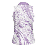 Sharks Couple Dreamy Polynesians Floral Sea Women Sleeveless Polo Shirt Lilac LT7 - Polynesian Pride