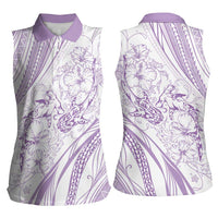 Sharks Couple Dreamy Polynesians Floral Sea Women Sleeveless Polo Shirt Lilac LT7 - Polynesian Pride