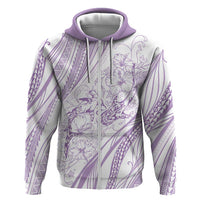 Sharks Couple Dreamy Polynesians Floral Sea Zip Hoodie Lilac - Polynesian Pride