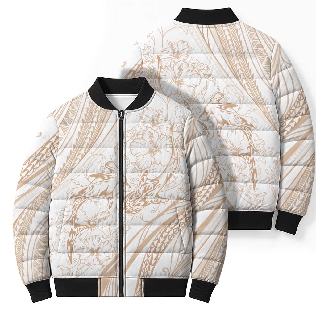 Sharks Couple Dreamy Polynesians Floral Sea Bomber Puffer Jacket Hazel - Polynesian Pride