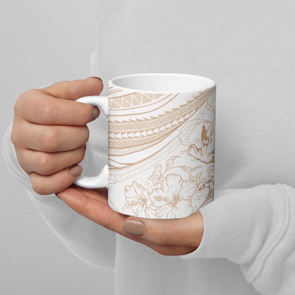 Sharks Couple Dreamy Polynesians Floral Sea Ceramic Mug Hazel - Polynesian Pride