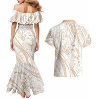 Sharks Couple Dreamy Polynesians Floral Sea Couples Matching Mermaid Dress and Hawaiian Shirt Hazel LT7 - Polynesian Pride