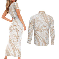 Sharks Couple Dreamy Polynesians Floral Sea Couples Matching Short Sleeve Bodycon Dress and Long Sleeve Button Shirt Hazel LT7 - Polynesian Pride