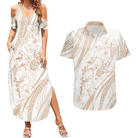 Sharks Couple Dreamy Polynesians Floral Sea Couples Matching Summer Maxi Dress and Hawaiian Shirt Hazel LT7 Hazel - Polynesian Pride