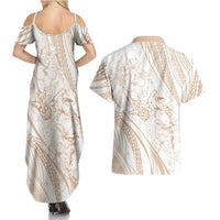Sharks Couple Dreamy Polynesians Floral Sea Couples Matching Summer Maxi Dress and Hawaiian Shirt Hazel LT7 - Polynesian Pride