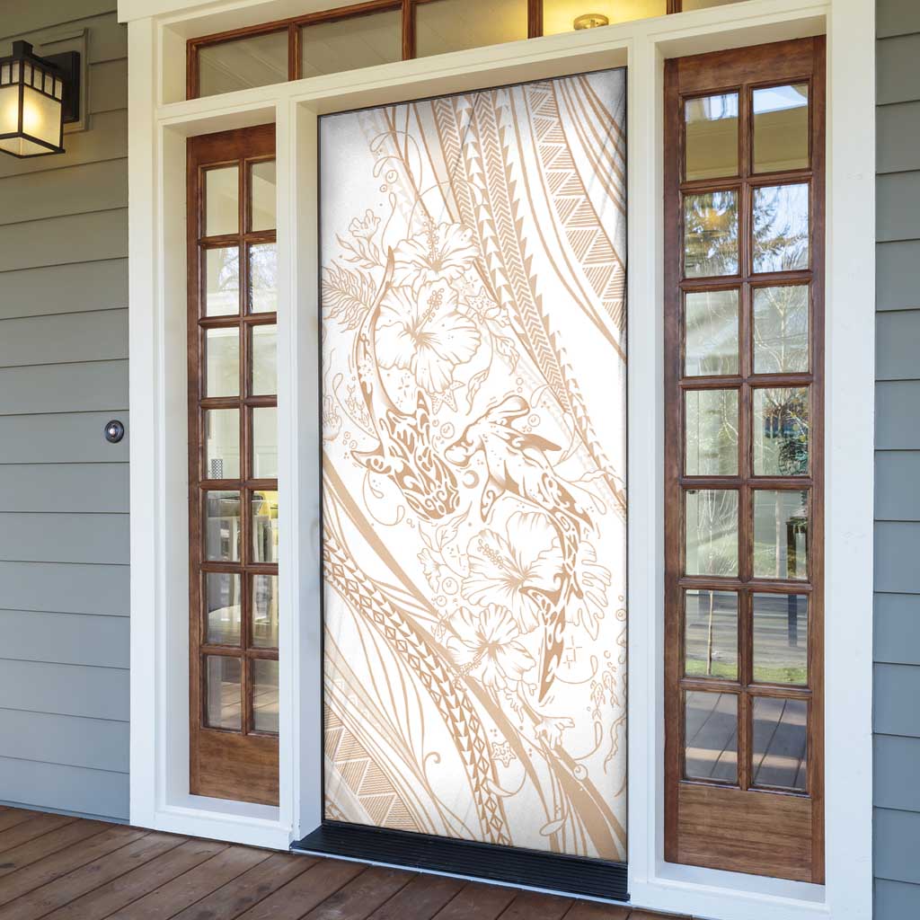 Sharks Couple Dreamy Polynesians Floral Sea Door Cover Hazel - Polynesian Pride