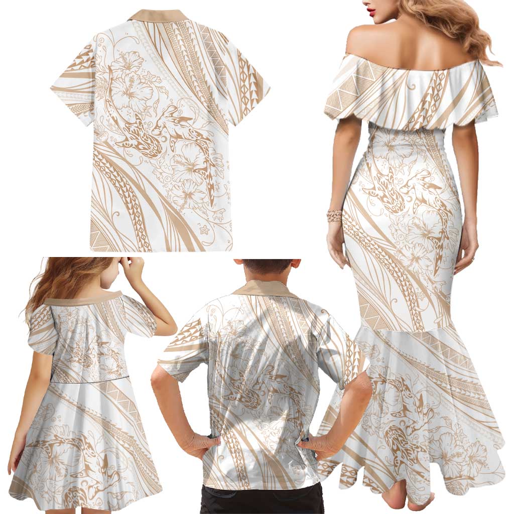 Sharks Couple Dreamy Polynesians Floral Sea Family Matching Mermaid Dress and Hawaiian Shirt Hazel LT7 - Polynesian Pride