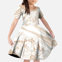 Sharks Couple Dreamy Polynesians Floral Sea Family Matching Off Shoulder Short Dress and Hawaiian Shirt Hazel LT7 Daughter's Dress Hazel - Polynesian Pride