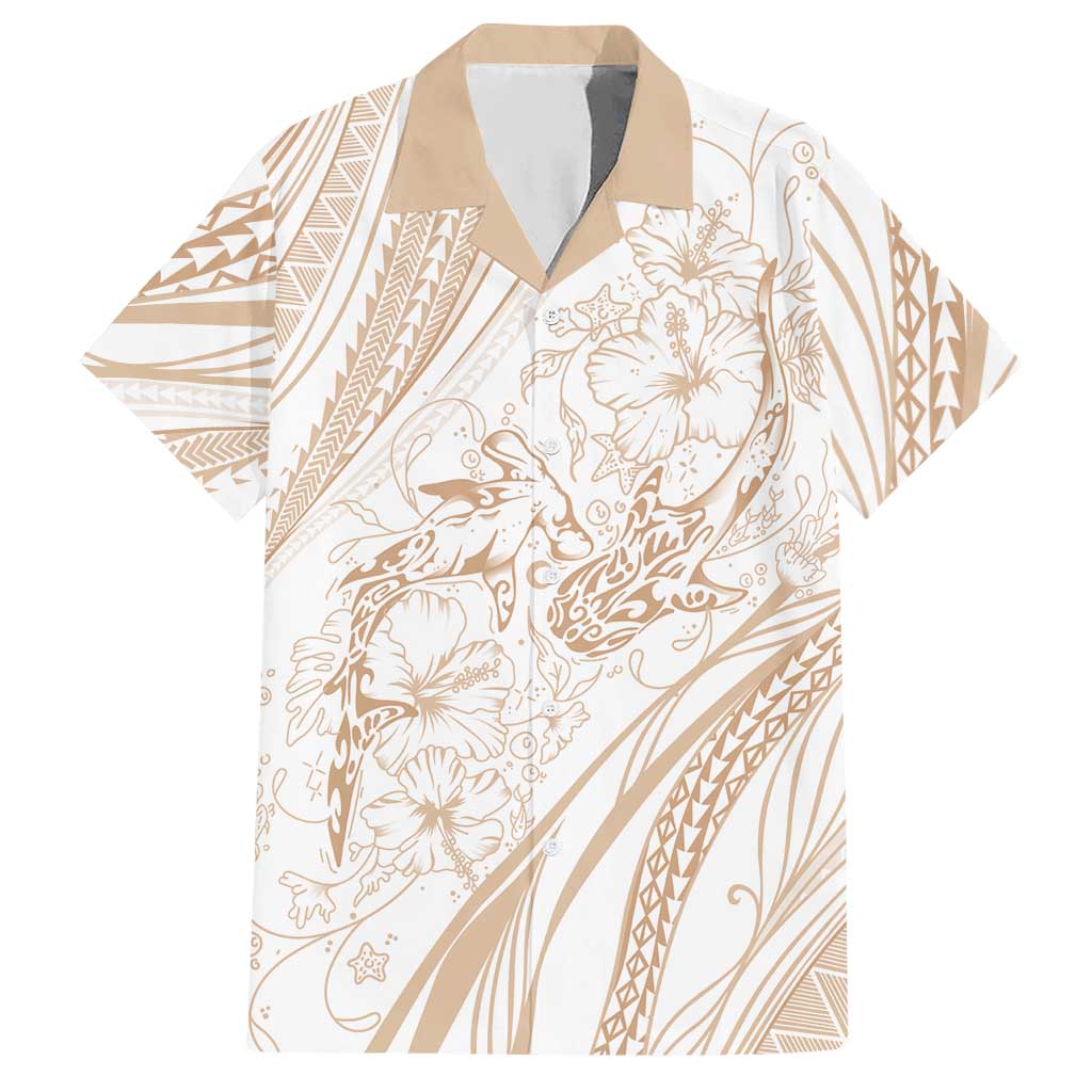 Sharks Couple Dreamy Polynesians Floral Sea Hawaiian Shirt Hazel - Polynesian Pride