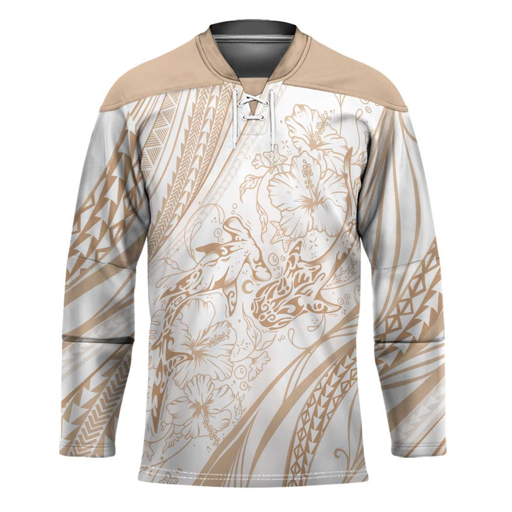 Sharks Couple Dreamy Polynesians Floral Sea Hockey Jersey Hazel - Polynesian Pride