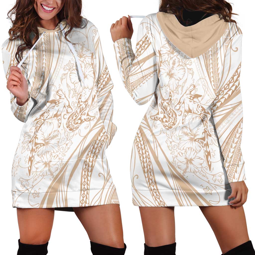 Sharks Couple Dreamy Polynesians Floral Sea Hoodie Dress Hazel - Polynesian Pride