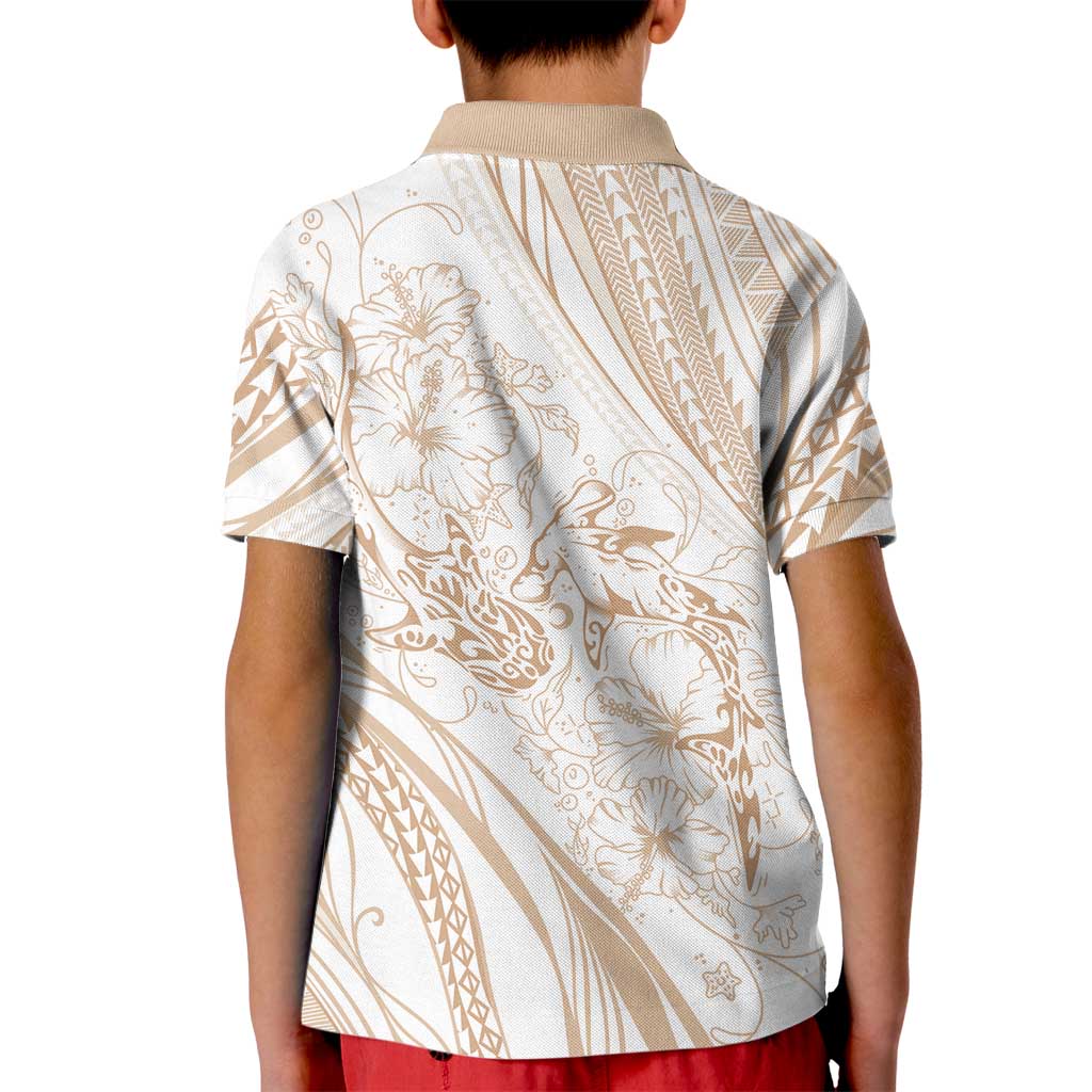 Sharks Couple Dreamy Polynesians Floral Sea Kid Polo Shirt Hazel - Polynesian Pride