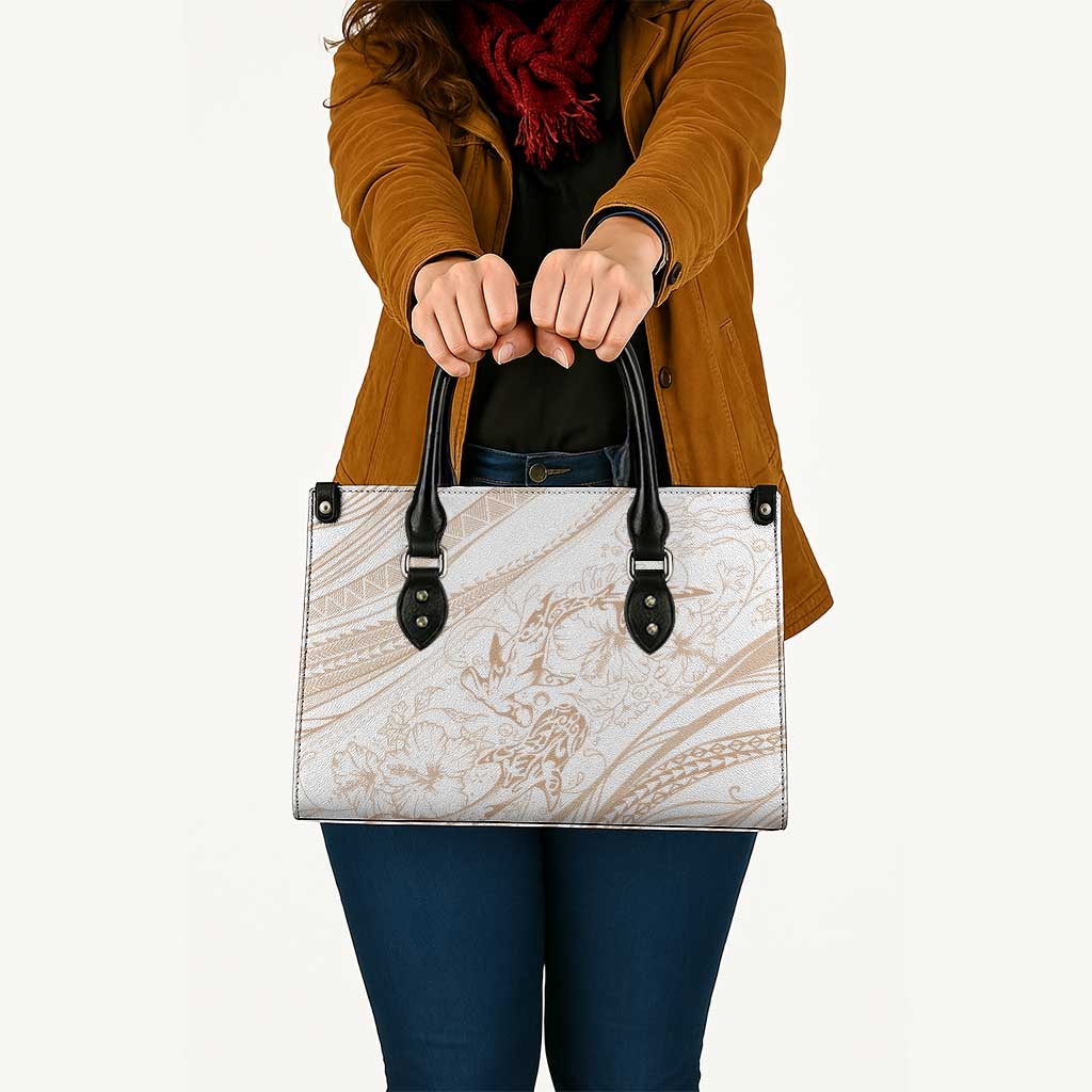 Sharks Couple Dreamy Polynesians Floral Sea Leather Bag Hazel - Polynesian Pride