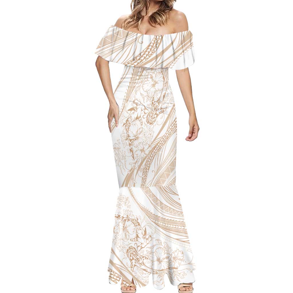 Sharks Couple Dreamy Polynesians Floral Sea Mermaid Dress Hazel - Polynesian Pride