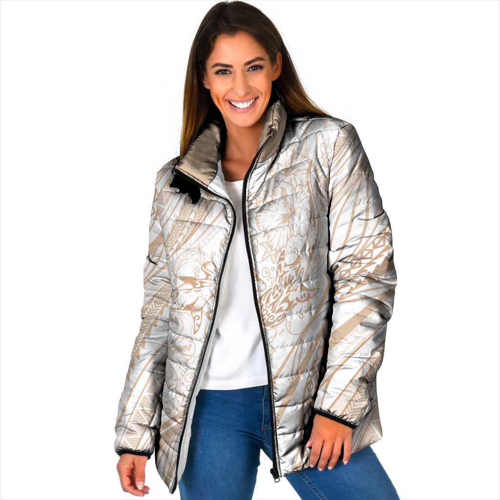 Sharks Couple Dreamy Polynesians Floral Sea Padded Jacket Hazel - Polynesian Pride