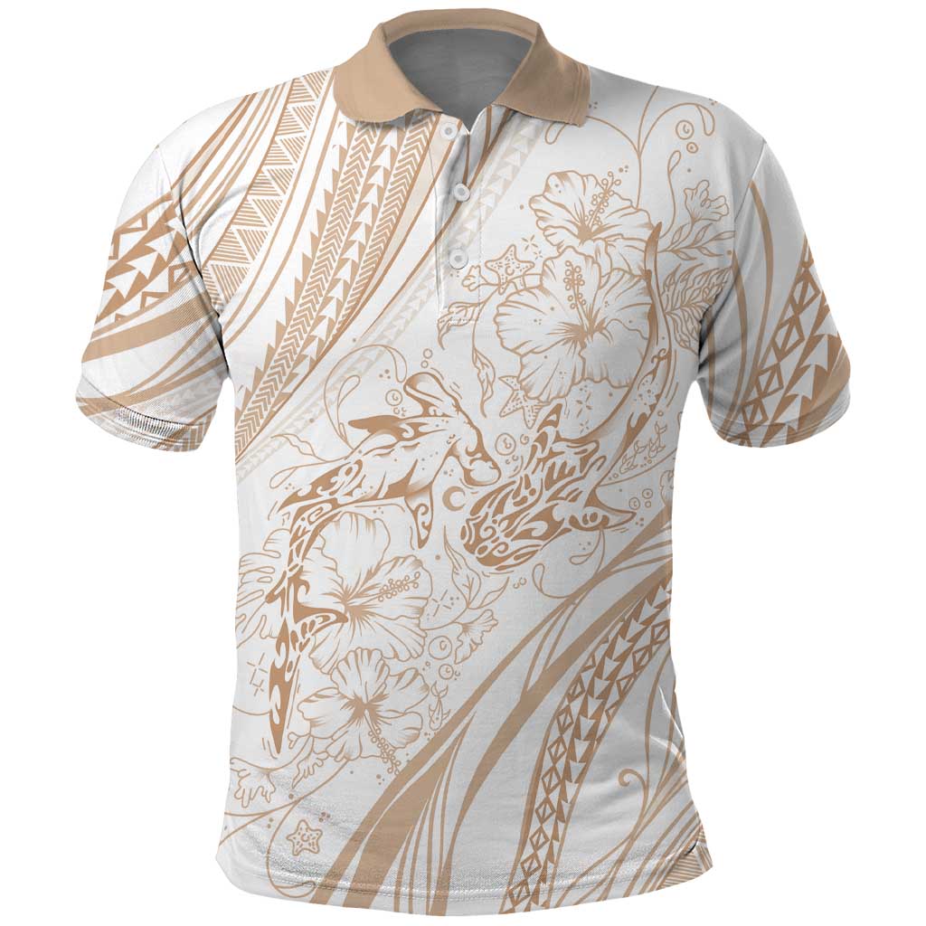Sharks Couple Dreamy Polynesians Floral Sea Polo Shirt Hazel - Polynesian Pride