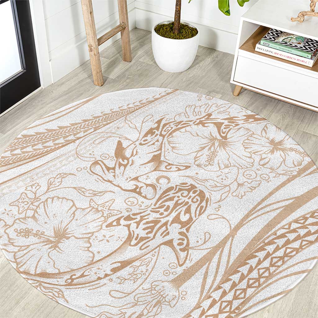 Sharks Couple Dreamy Polynesians Floral Sea Round Carpet Hazel - Polynesian Pride