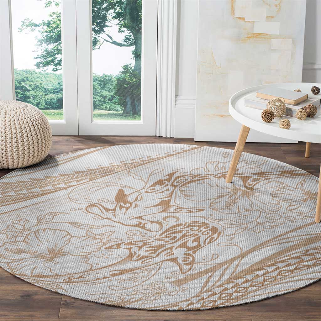 Sharks Couple Dreamy Polynesians Floral Sea Round Carpet Hazel - Polynesian Pride