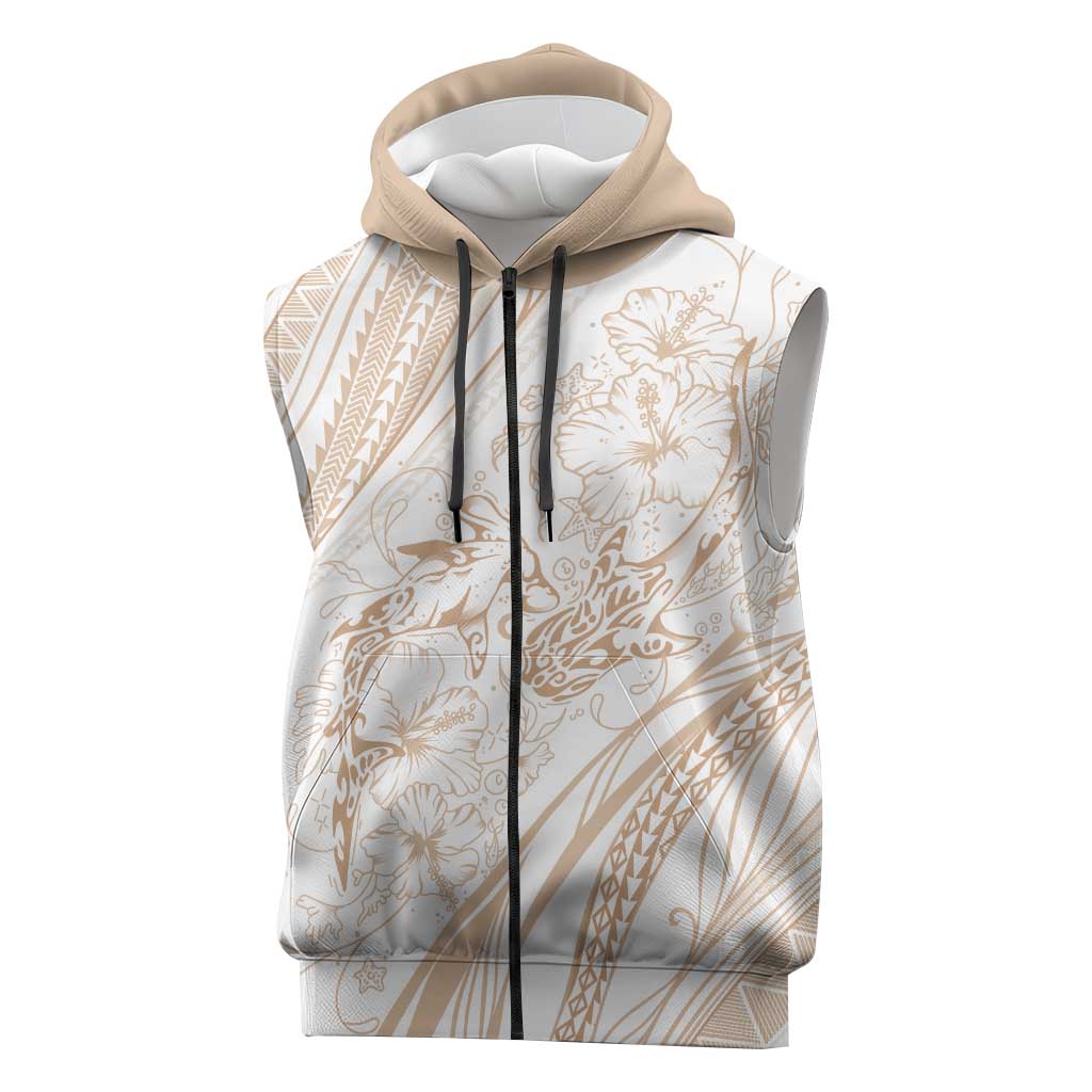 Sharks Couple Dreamy Polynesians Floral Sea Sleeveless Zip Hoodie Hazel - Polynesian Pride