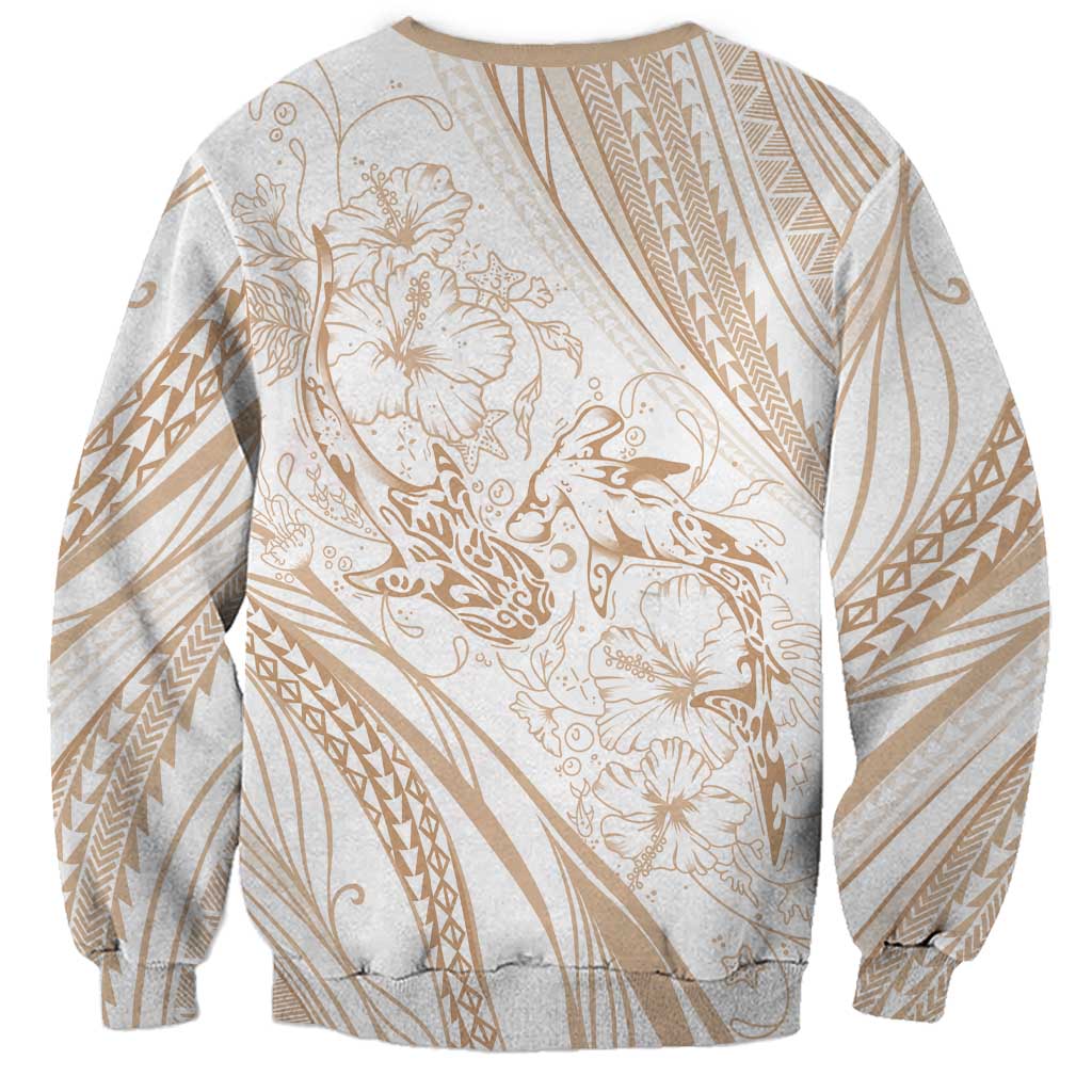 Sharks Couple Dreamy Polynesians Floral Sea Sweatshirt Hazel - Polynesian Pride