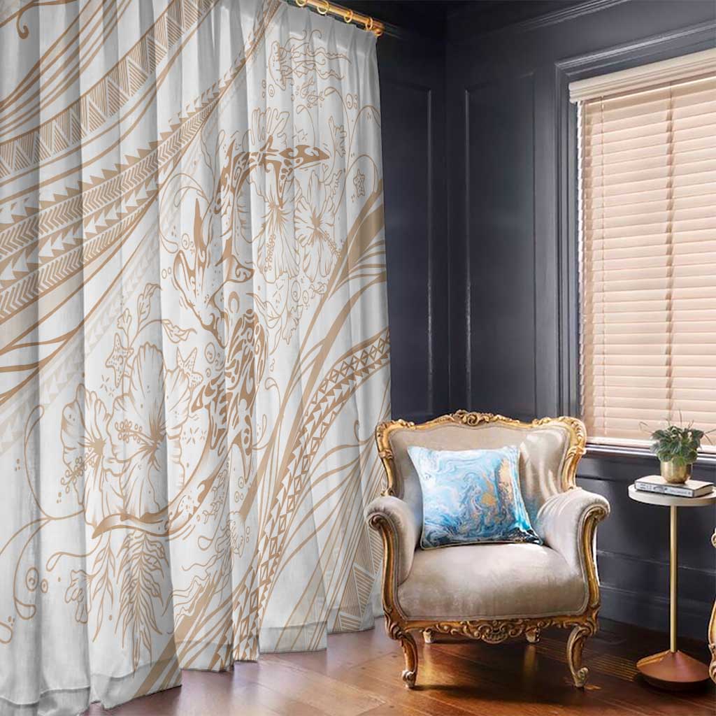 Sharks Couple Dreamy Polynesians Floral Sea Window Curtain Hazel - Polynesian Pride