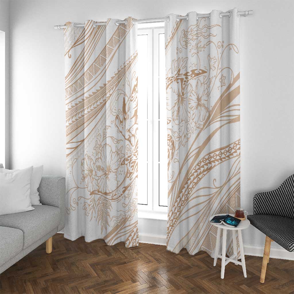 Sharks Couple Dreamy Polynesians Floral Sea Window Curtain Hazel - Polynesian Pride