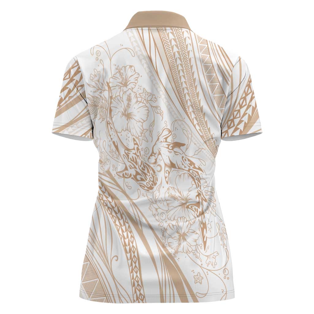 Sharks Couple Dreamy Polynesians Floral Sea Women Polo Shirt Hazel - Polynesian Pride