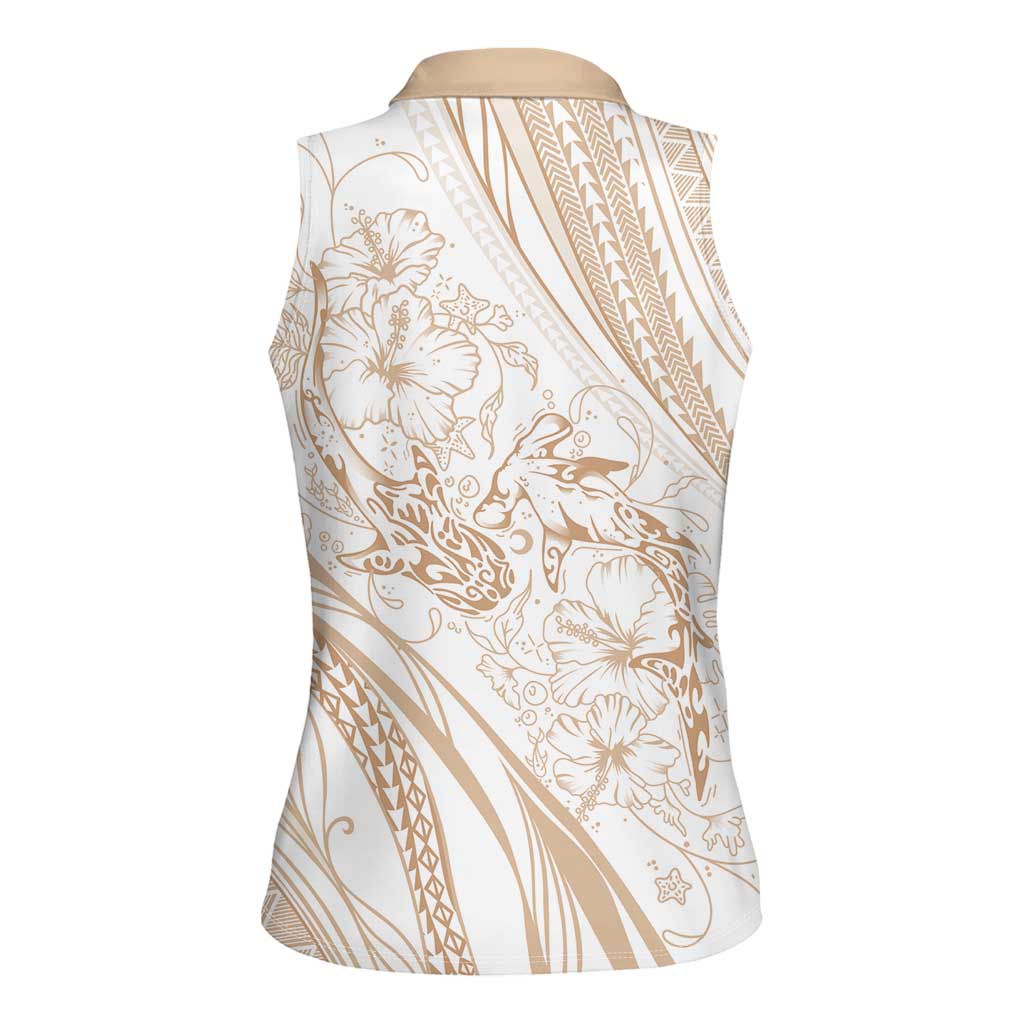 Sharks Couple Dreamy Polynesians Floral Sea Women Sleeveless Polo Shirt Hazel - Polynesian Pride