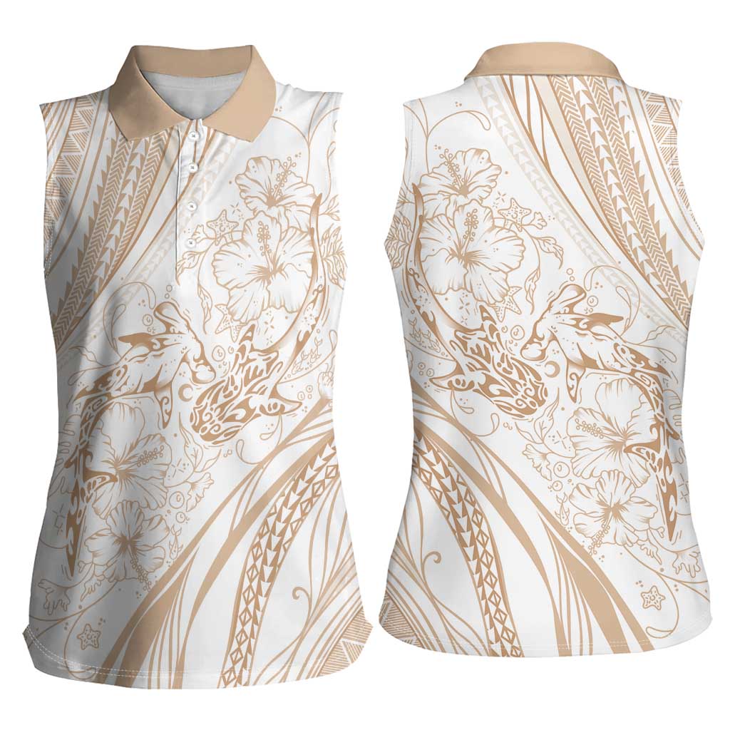 Sharks Couple Dreamy Polynesians Floral Sea Women Sleeveless Polo Shirt Hazel - Polynesian Pride