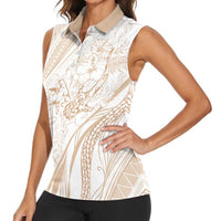Sharks Couple Dreamy Polynesians Floral Sea Women Sleeveless Polo Shirt Hazel - Polynesian Pride