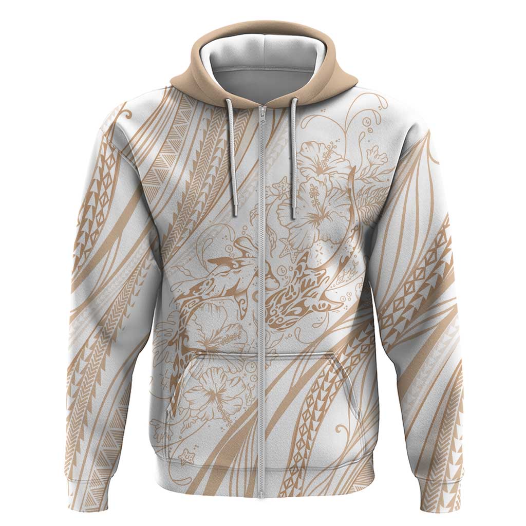 Sharks Couple Dreamy Polynesians Floral Sea Zip Hoodie Hazel - Polynesian Pride