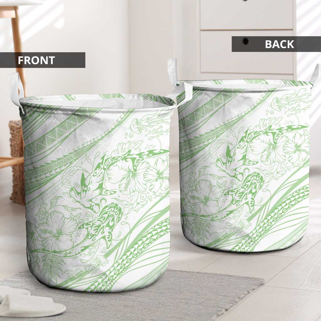 Sharks Couple Dreamy Polynesians Floral Sea Laundry Basket Emerald - Polynesian Pride