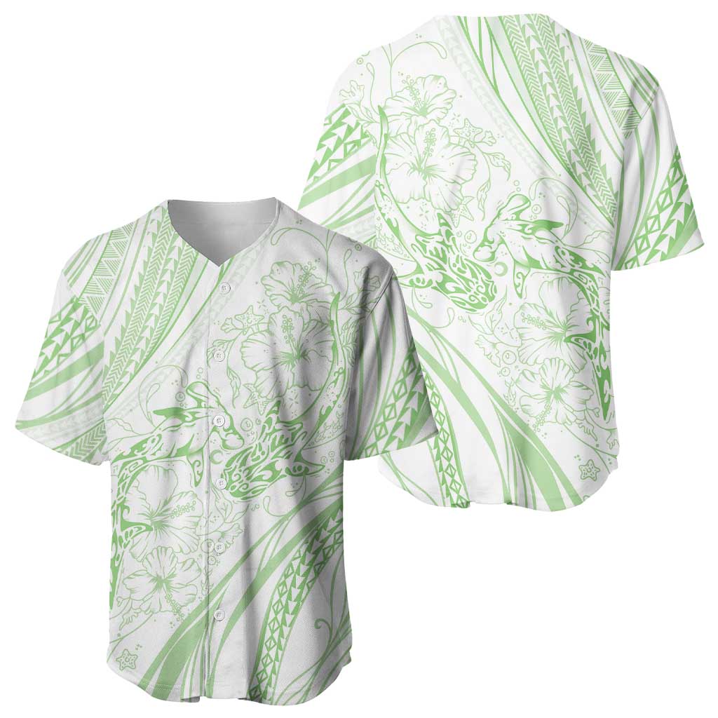 Sharks Couple Dreamy Polynesians Floral Sea Baseball Jersey Emerald - Polynesian Pride