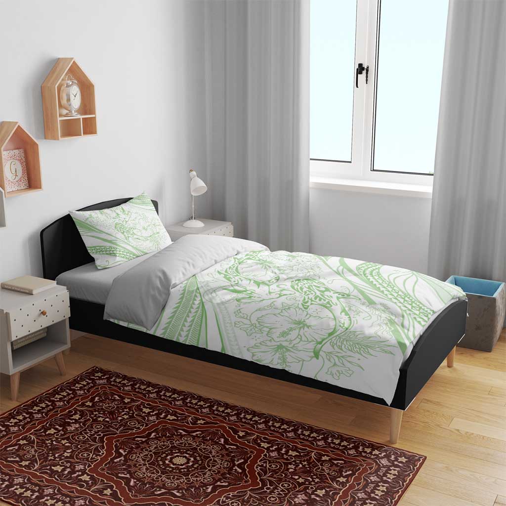 Sharks Couple Dreamy Polynesians Floral Sea Bedding Set Emerald - Polynesian Pride