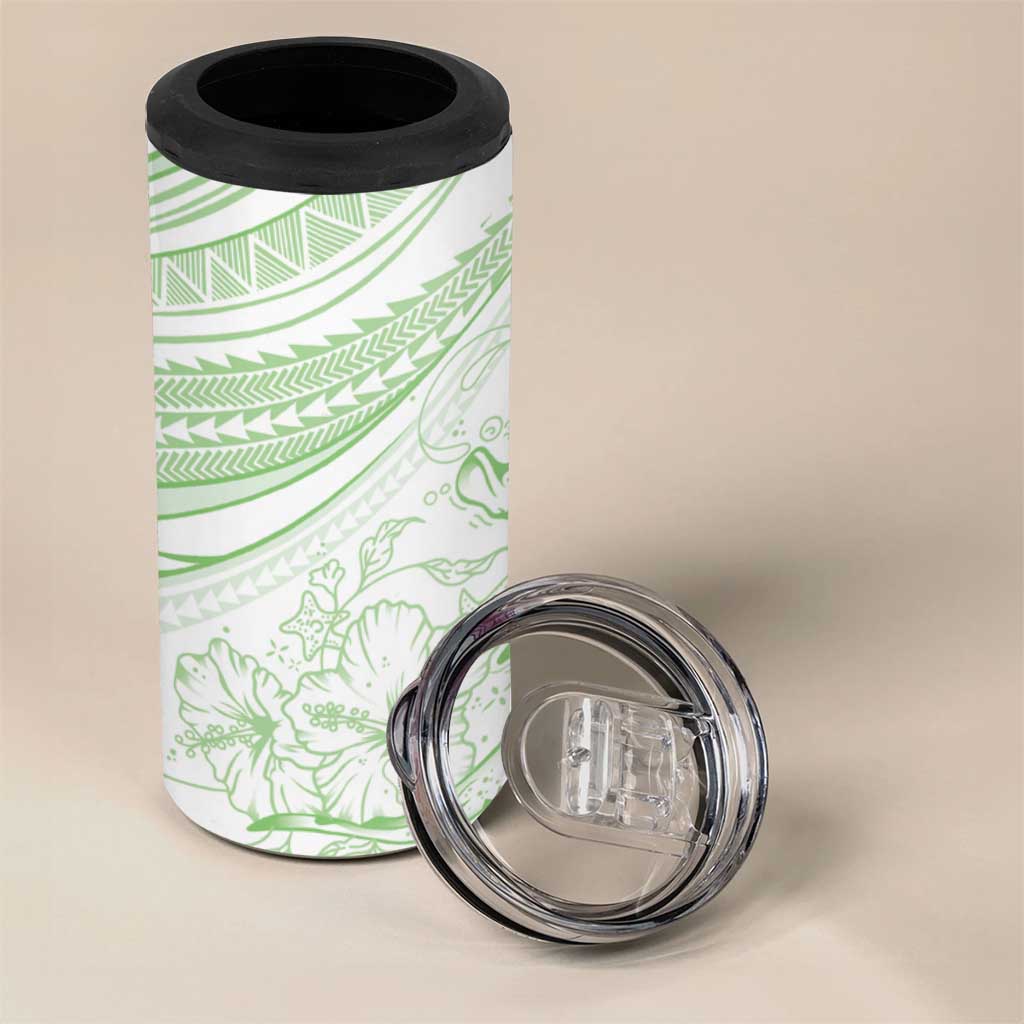 Sharks Couple Dreamy Polynesians Floral Sea 4 in 1 Can Cooler Tumbler Emerald - Polynesian Pride