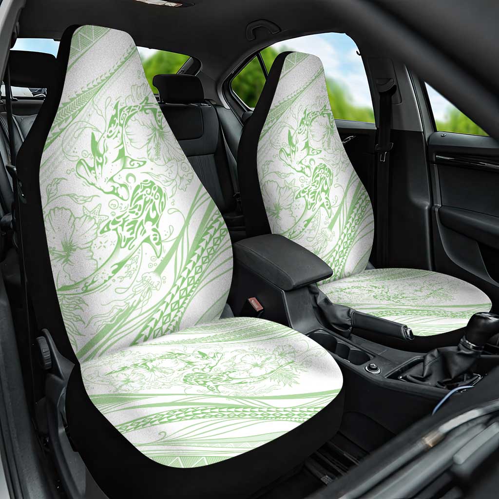 Sharks Couple Dreamy Polynesians Floral Sea Car Seat Cover Emerald - Polynesian Pride