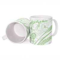 Sharks Couple Dreamy Polynesians Floral Sea Ceramic Mug Emerald - Polynesian Pride