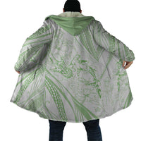 Sharks Couple Dreamy Polynesians Floral Sea Cloak Emerald - Polynesian Pride