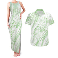 Sharks Couple Dreamy Polynesians Floral Sea Couples Matching Tank Maxi Dress and Hawaiian Shirt Emerald LT7 Emerald - Polynesian Pride
