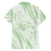 Sharks Couple Dreamy Polynesians Floral Sea Family Matching Long Sleeve Bodycon Dress and Hawaiian Shirt Emerald LT7 - Polynesian Pride