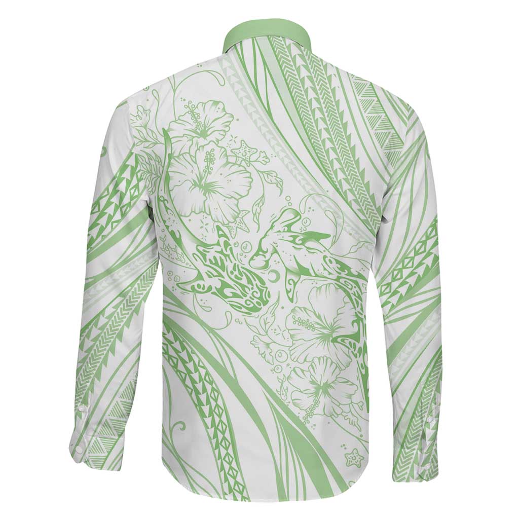 Sharks Couple Dreamy Polynesians Floral Sea Family Matching Off Shoulder Maxi Dress and Hawaiian Shirt Emerald LT7 - Polynesian Pride