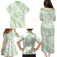 Sharks Couple Dreamy Polynesians Floral Sea Family Matching Puletasi and Hawaiian Shirt Emerald LT7 - Polynesian Pride