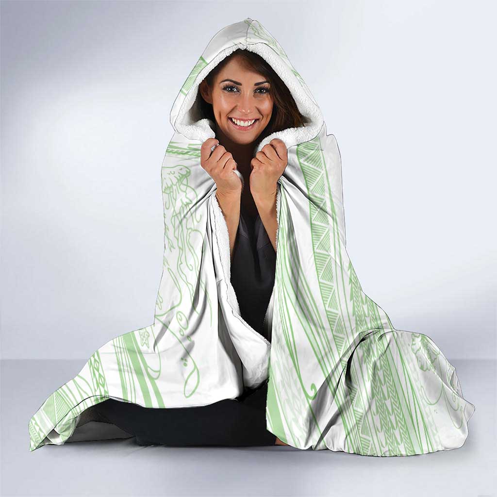 Sharks Couple Dreamy Polynesians Floral Sea Hooded Blanket Emerald - Polynesian Pride