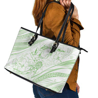 Sharks Couple Dreamy Polynesians Floral Sea Leather Tote Bag Emerald - Polynesian Pride